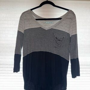 Maurices Gray and Black Striped Long Sleeve Tee